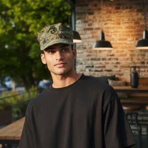 Cotton Nylon Twill Blend US Marine Hat Cap Small Used Militaria Camo Woodland